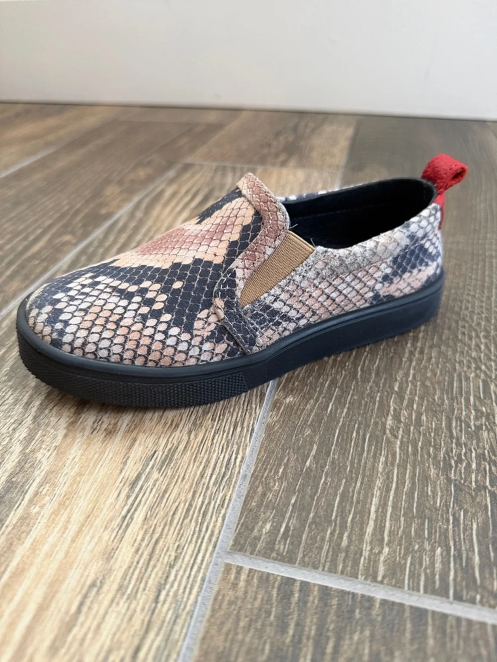 Freshly Picked Kids’ Leather Snakeskin Classic Slip On Shoe—K11